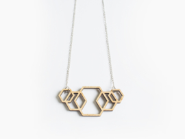 Wooden necklace Hexagon