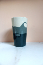 Steengoed conische vaas - Blauwtinten 2