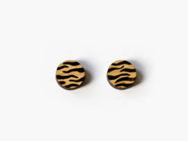 Wooden earstuds Tiger