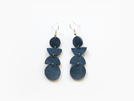 Leren oorhangers blauw