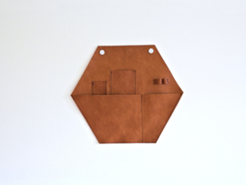 Hexagon leather organizer Cognac