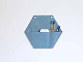 Hexagon Leren opberger - Licht blauw - Leren wandorganizer