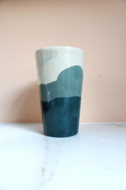 Steengoed conische vaas - Blauwtinten 1