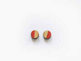 Wooden earstuds red circle