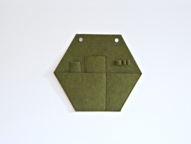 Hexagon vilten opberger | groen gemêleerd