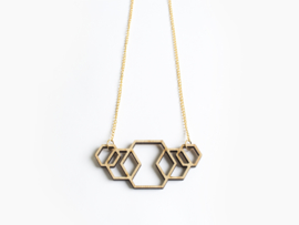 Wooden necklace Hexagon