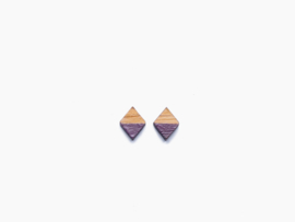 Wooden earstuds purple diamond