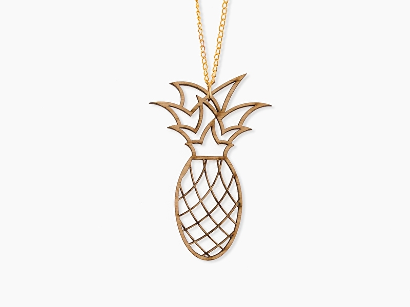 Wooden necklace Pineapple