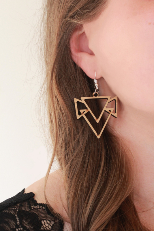 Wooden earrings Triangle