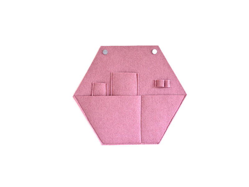 Hexagon vilten opberger | oud-roze