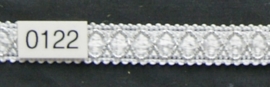 Galon band wit met zilveren draad  1 cm breed.