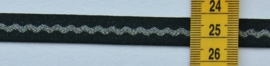 Elastiek zwart/zilver   12 mm breed.