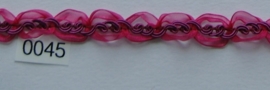 Roze tule met paars galon band 1,5 cm breed.