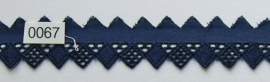 Broderie kant donker blauw zig zag 3 cm breed. Niet rekbaar.