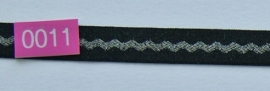 Elastiek zwart/zilver   12 mm breed.