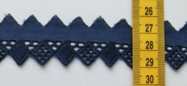 Broderie kant donker blauw zig zag 3 cm breed. Niet rekbaar.