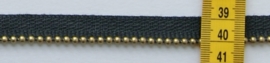 Band zwart katoen met metalen balletjes 1,5 cm breed.