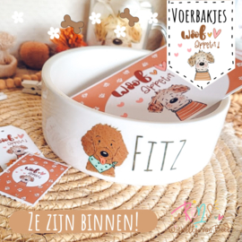Enkelzijdig Water & Voerbakje basis met 1 Restyle en naam