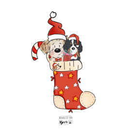 Christmas Sock voor 2 hondjes Restyle