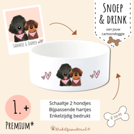 Premium Enkelzijdig Water & Voerbakje 2 hondjes | Preorder nu