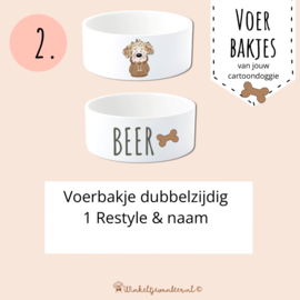 Dubbelzijdig Water & Voerbakje met 1 Restyle en naam | Preorder nu