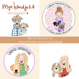 Cartoonhondje + meisje gebruiken als logo | incl. licentie Commercieel gebruik (op aanvraag) 1 hondje