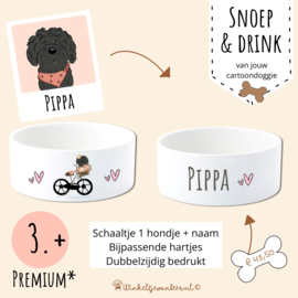 Premium Dubbelzijdig Water & Voerbakje 1 hondje naam | Preorder nu