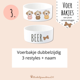 Dubbelzijdig Water & Voerbakje met 3 Restyles en naam | Preorder nu