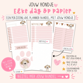 Roze Kwispel Planner  | digitaal  | 1 en 2 hondjes