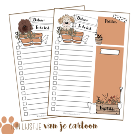 Printable - Tuinlijstje van je cartoon hondenportretje