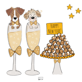 Restyle  Happy New Year voor 2 hondjes