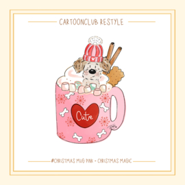Christmas mug pink| 1 en 2 hondjes Restyle