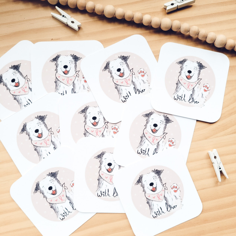 Set van 10 mini kaartjes van je restyled cartoon doggie