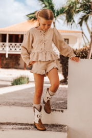 RUFFLE SHORTS LILO FLOWERS BEIGE