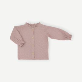 BLOUSE RUCHEKRAAG EMBROIDERY BRANCHES OUD ROZE