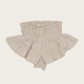 RUFFLE SHORTS PEARL STRETCH MOUSSELINE LIGHT BEIGE