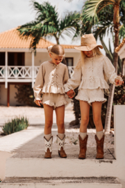 RUFFLE SHORTS LILO FLOWERS ECRU