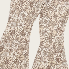 FLAREPANTS RETRO FLOWERS BEIGE