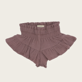 RUFFLE SHORTS PEARL STRETCH MOUSSELINE OLD MAUVE