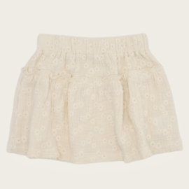 RUFFLE SKIRT SOPHIE MOUSSELINE FLOWERS ECRU