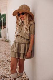BLOUSE NALANI FLOWERS OLIVE