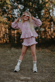 RUFFLE SHORTS LILO FLOWERS OLD PINK
