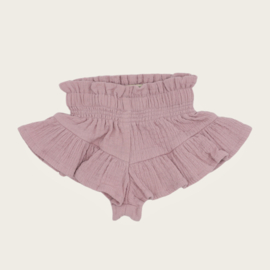 RUFFLE SHORTS PEARL STRETCH MOUSSELINE OLD PINK