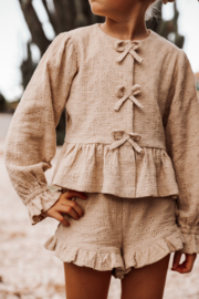 RUFFLE SHORTS LILO FLOWERS BEIGE