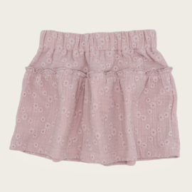 RUFFLE SKIRT SOPHIE MOUSSELINE FLOWERS OLD PINK