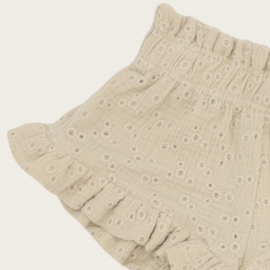 RUFFLE SHORTS LILO FLOWERS BEIGE