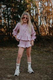 RUFFLE SHORTS LILO FLOWERS OLD PINK