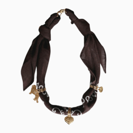 Bandana ketting met bedel | Chocolate Brown