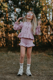 RUFFLE SHORTS LILO FLOWERS OLD PINK