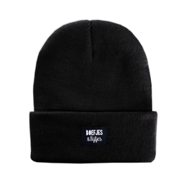 FIJN GEBREIDE BEANIE - ZWART